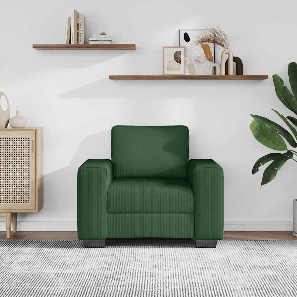 Sofa fotelja tamnozelena 100x77x82 cm korduro tkanina
