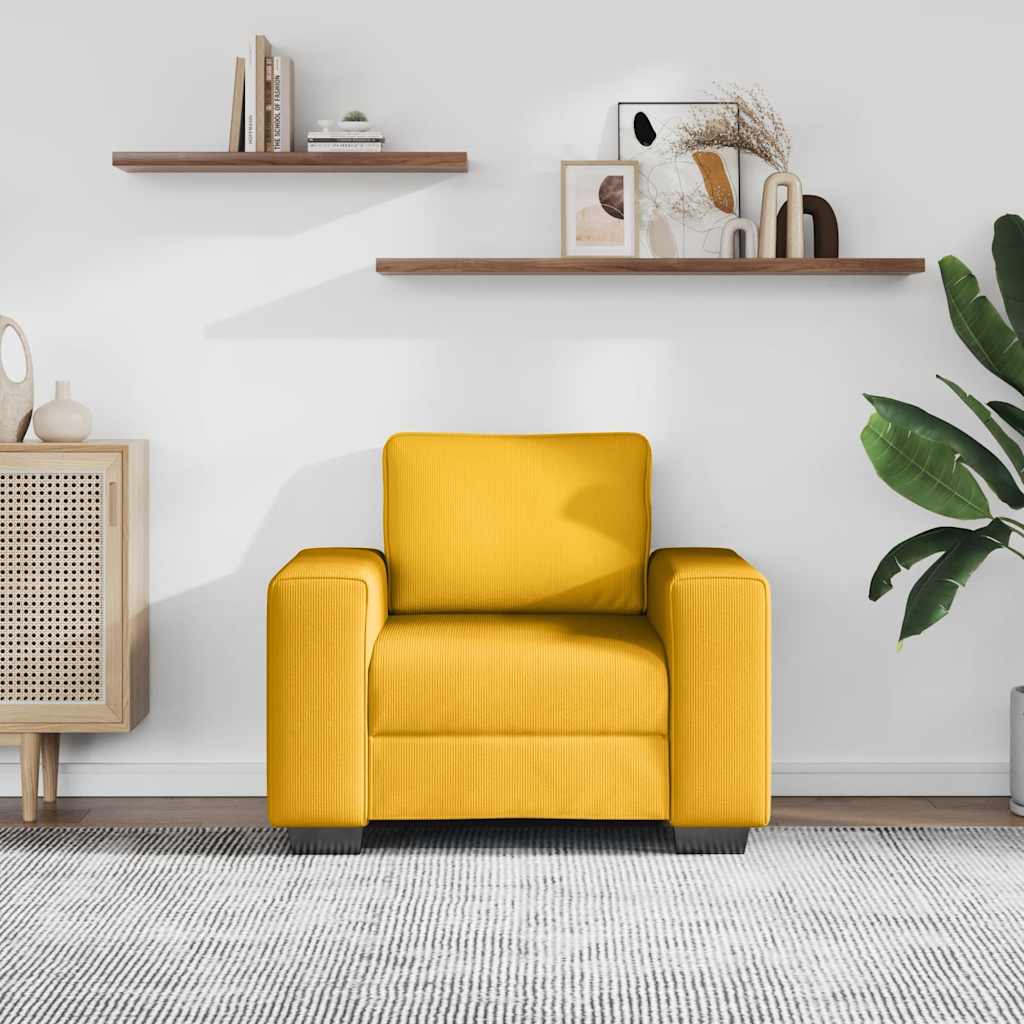Sofa fotelja svijetložuta 100x77x82 cm korduro tkanina