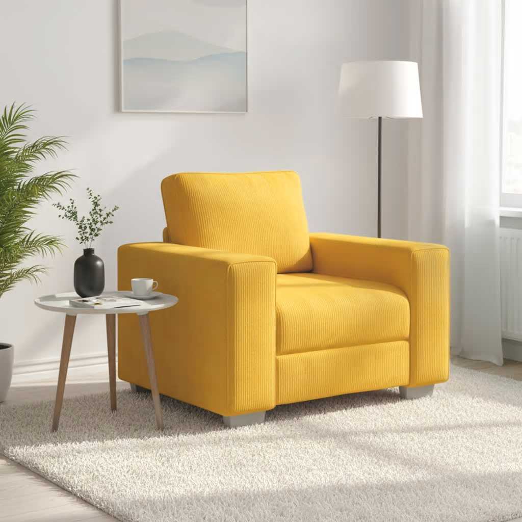 Sofa fotelja svijetložuta 100x77x82 cm korduro tkanina