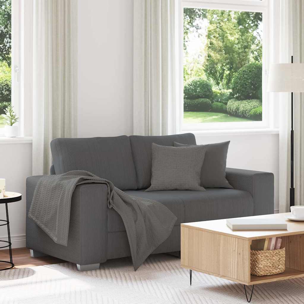 Dvosjed tamno sivi 160x77x82 cm korduro tkanina