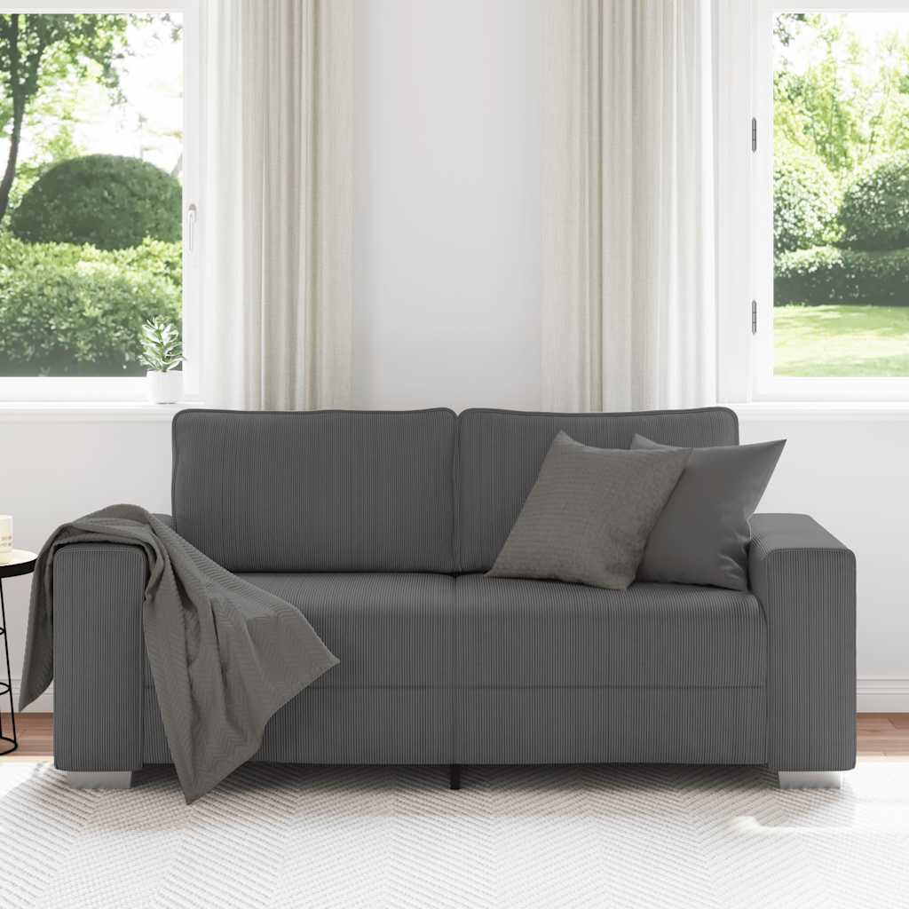 Dvosjed tamno sivi 180x77x82 cm korduro tkanina