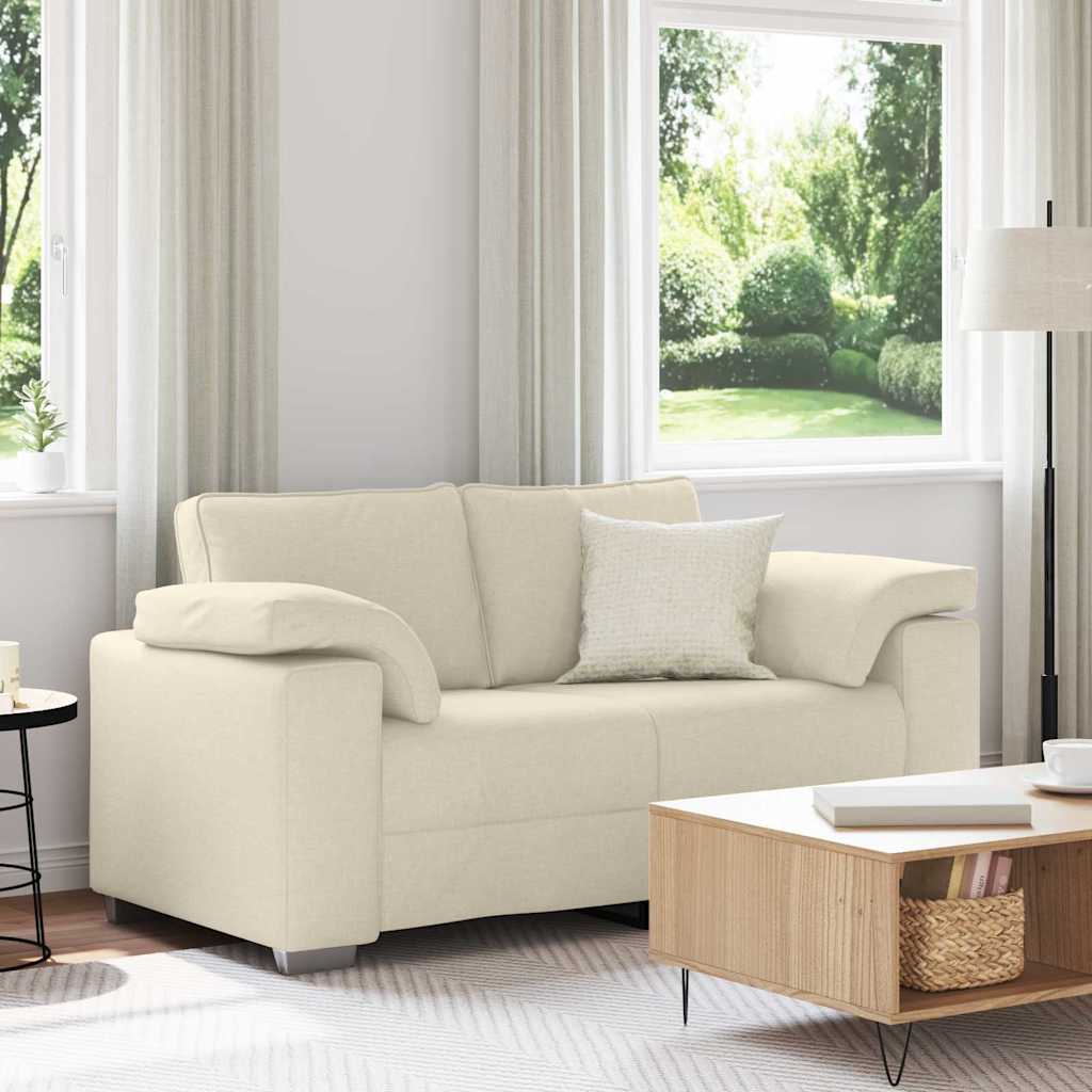 Sofa za dvije osobe Bež 160 cm Platnasta tkanina