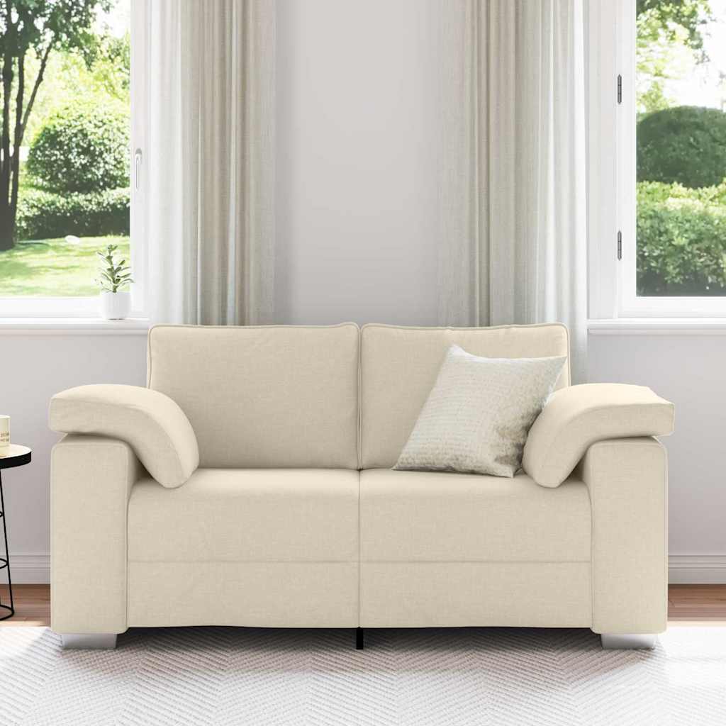 Sofa za dvije osobe Bež 160 cm Platnasta tkanina