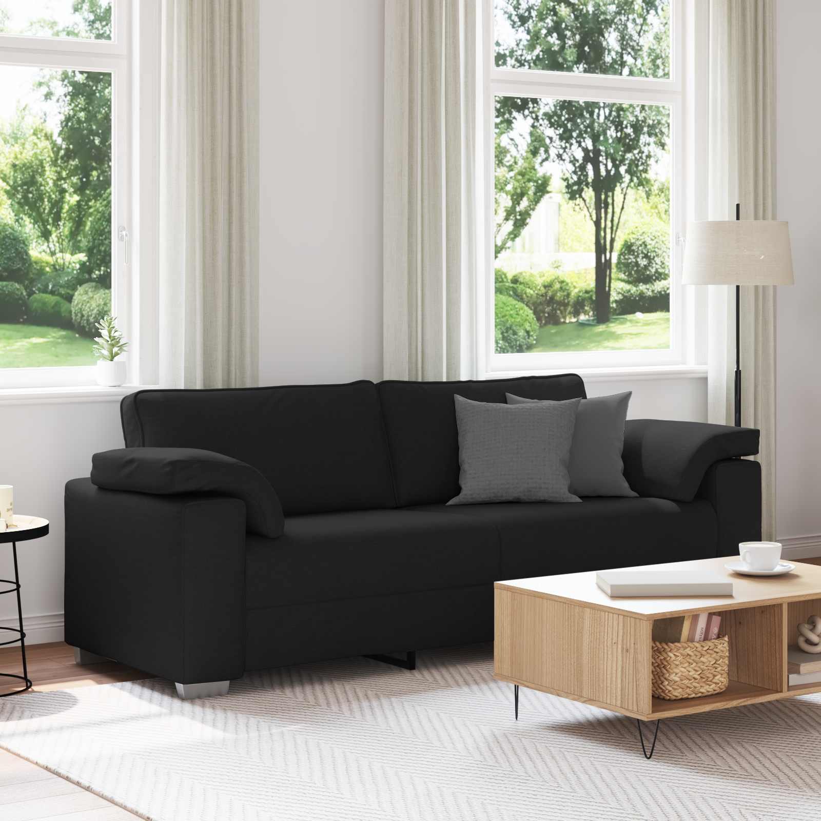 Sofa za 3 osobe Crna 220 cm tkanina