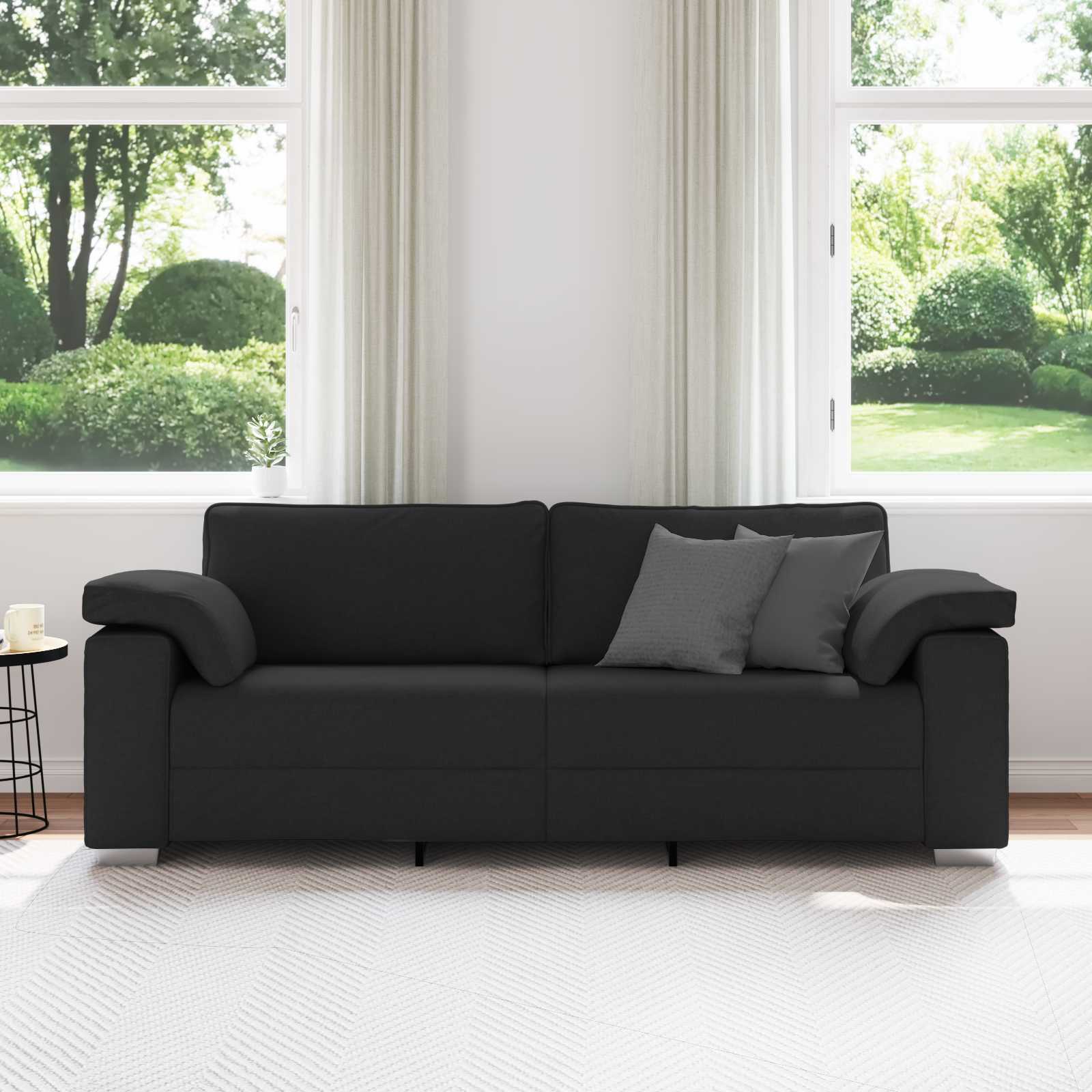 Sofa za 3 osobe Crna 220 cm tkanina