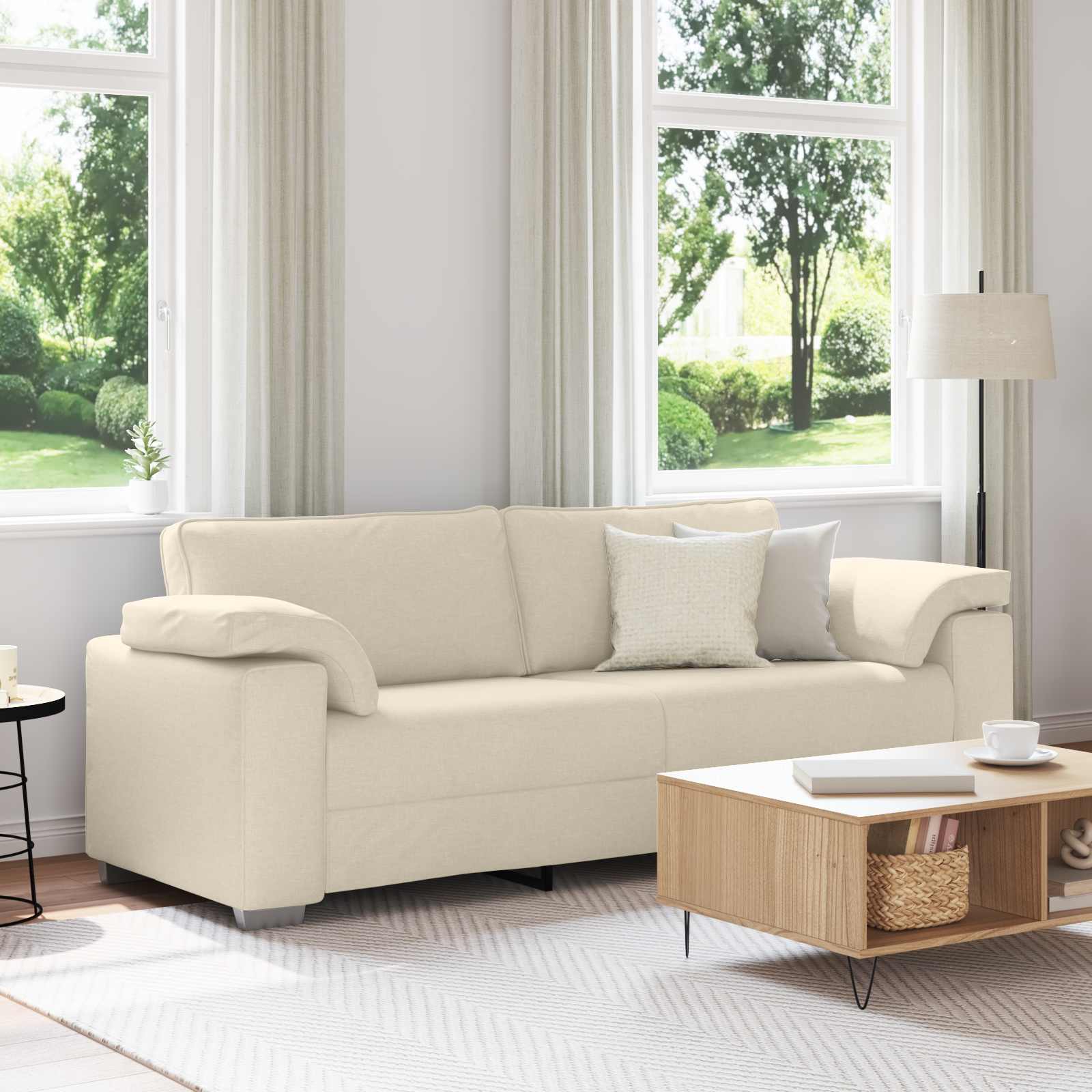 Sofa za 3 osobe Bež 220 cm Platnasta tkanina