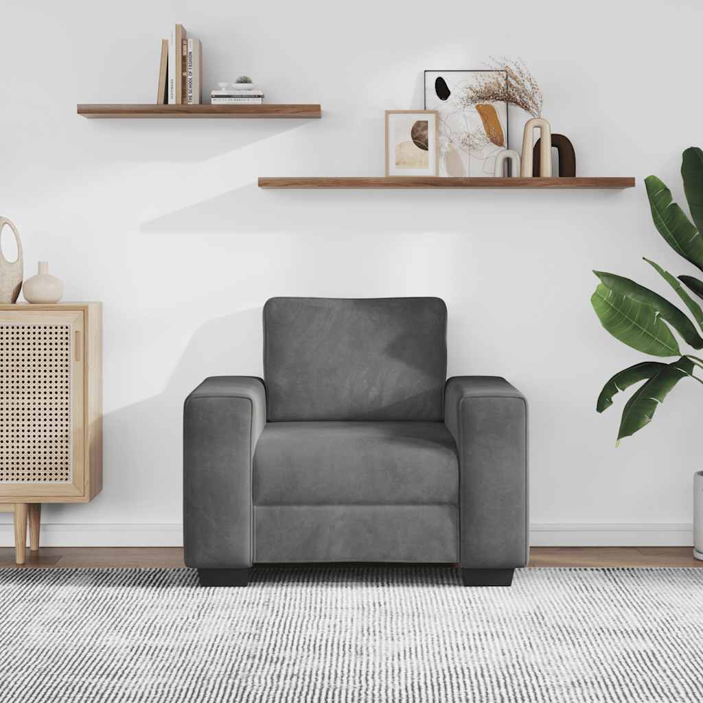 Sofa fotelja tamno siva 100x77x82 cm baršun