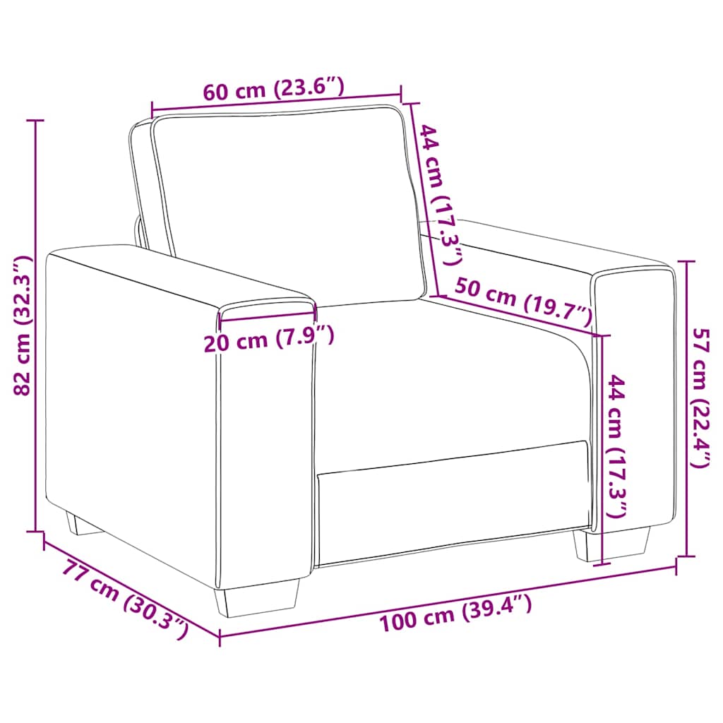 Sofa fotelja tamno siva 100x77x82 cm baršun
