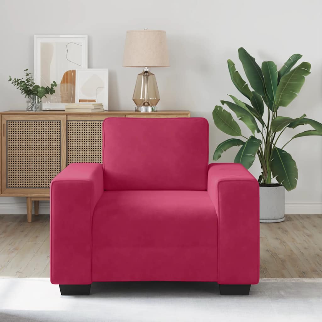 Sofa fotelja vino crvena 100x77x82 cm baršun
