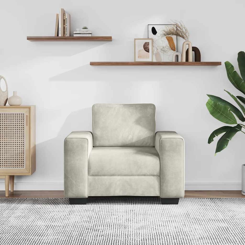Sofa fotelja krem 100x77x82 cm baršunasta