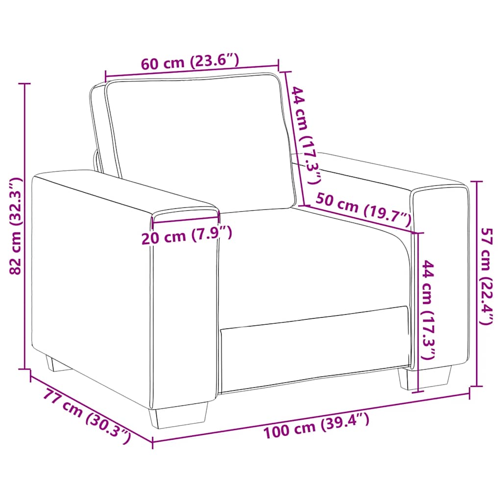 Sofa fotelja krem 100x77x82 cm baršunasta