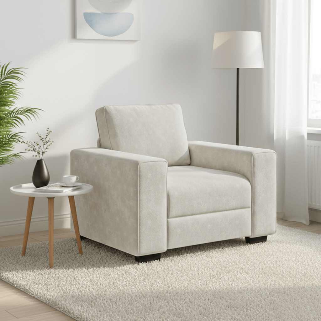 Sofa fotelja krem 100x77x82 cm baršunasta