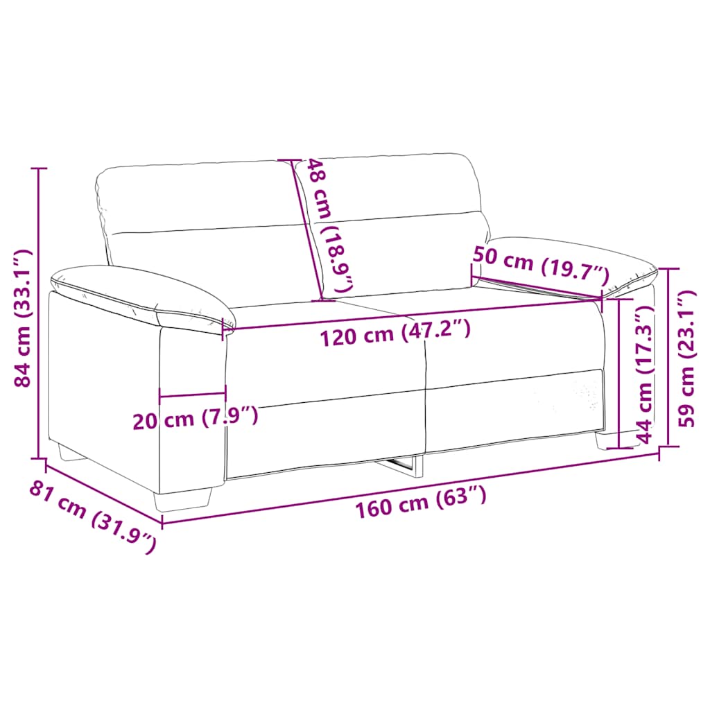 Dvosjed Sofa Svijetlo siva 160x81x84 cm Tkanina