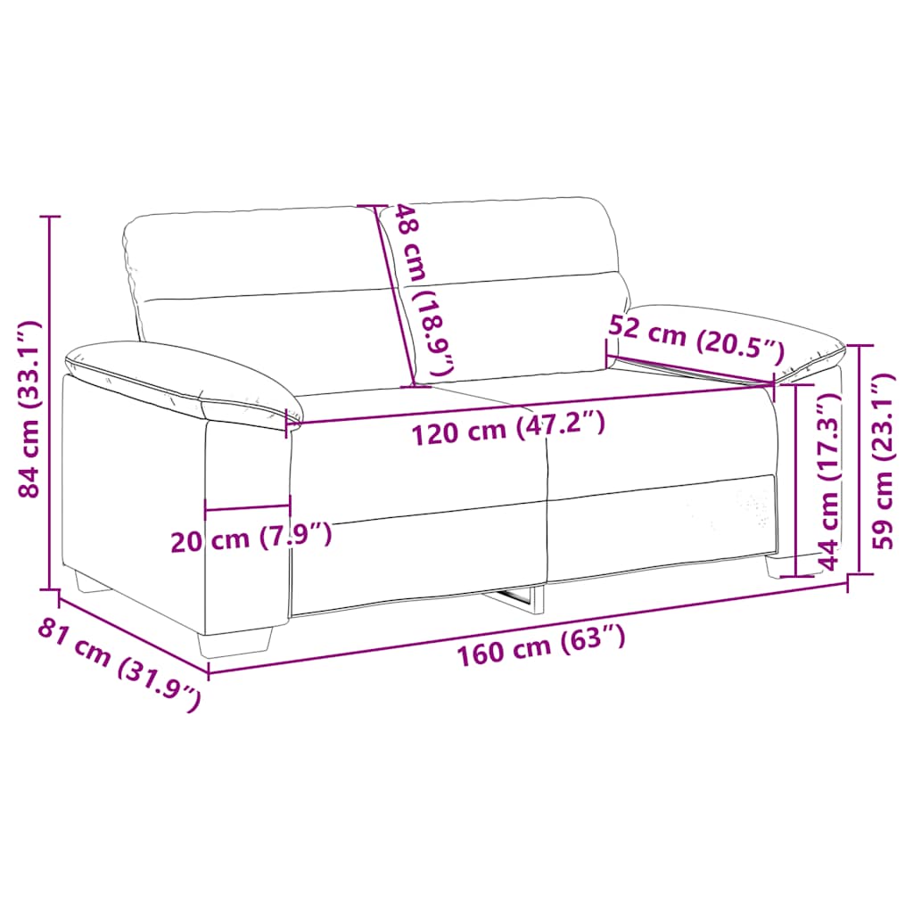 Dvosjed Sofa Tamno siva 160x81x84 cm Tkanina