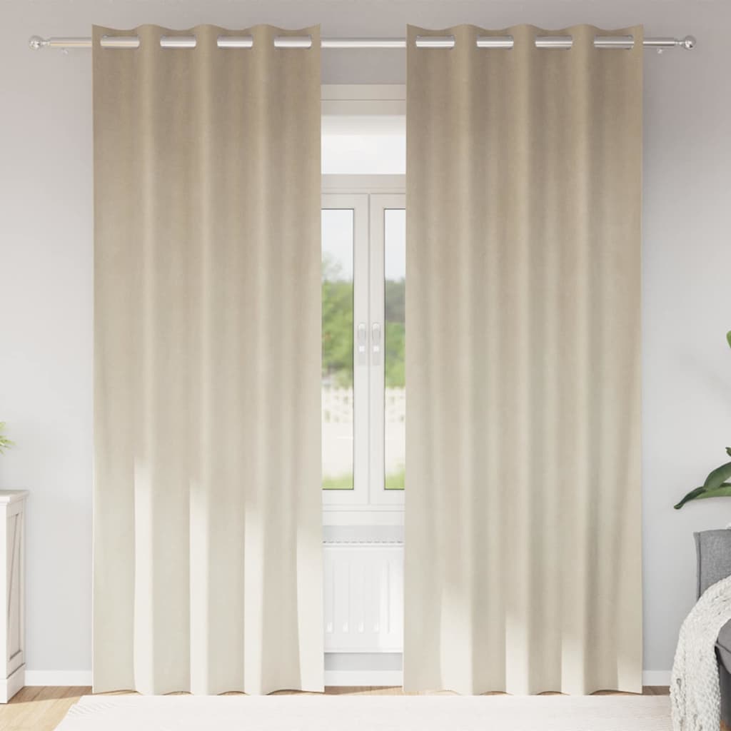Zavjese za zamračivanje 2 pcs Krema 140 x 225 cm Baršun