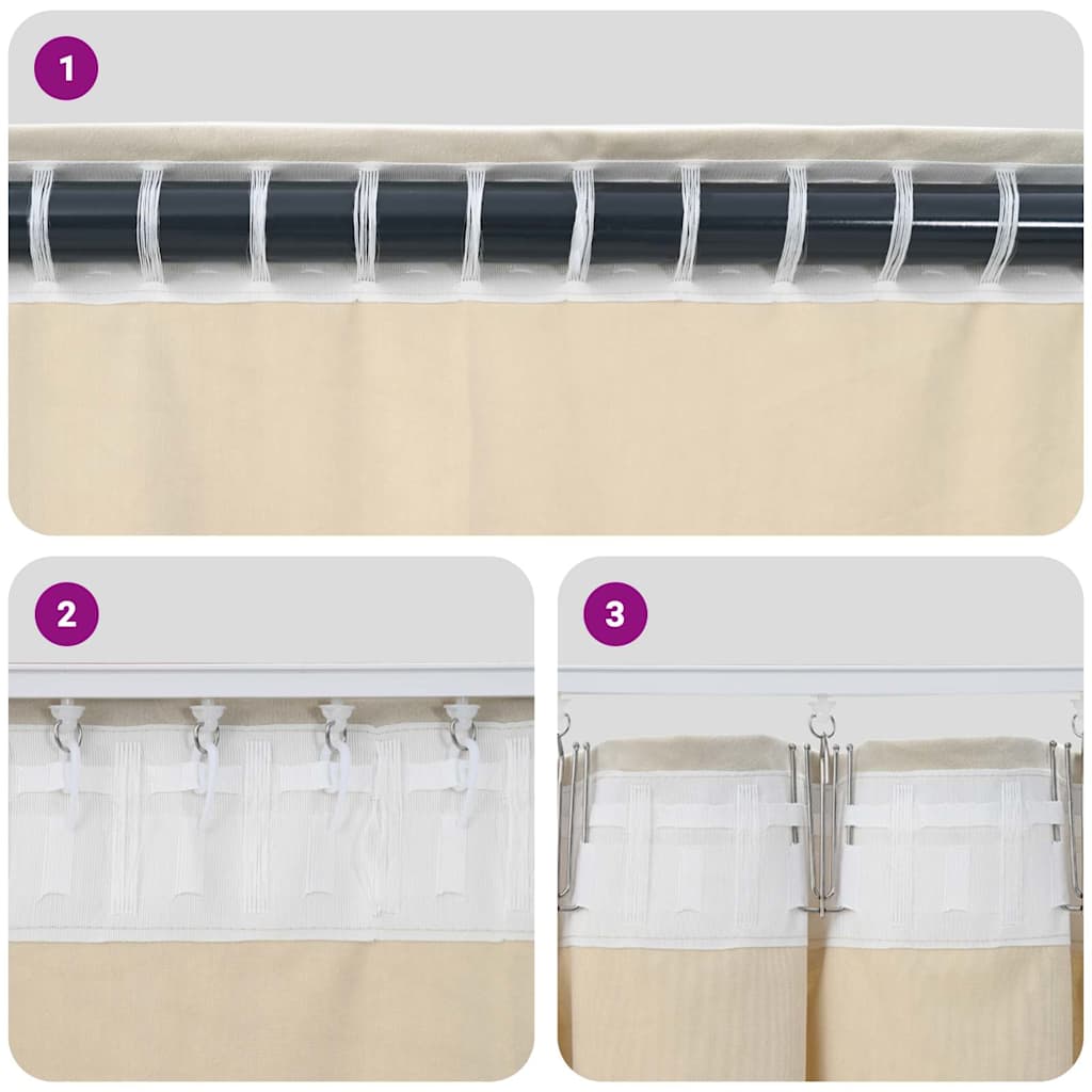 Zavjese za zamračivanje 2 pcs Krema 140 x 225 cm Baršun
