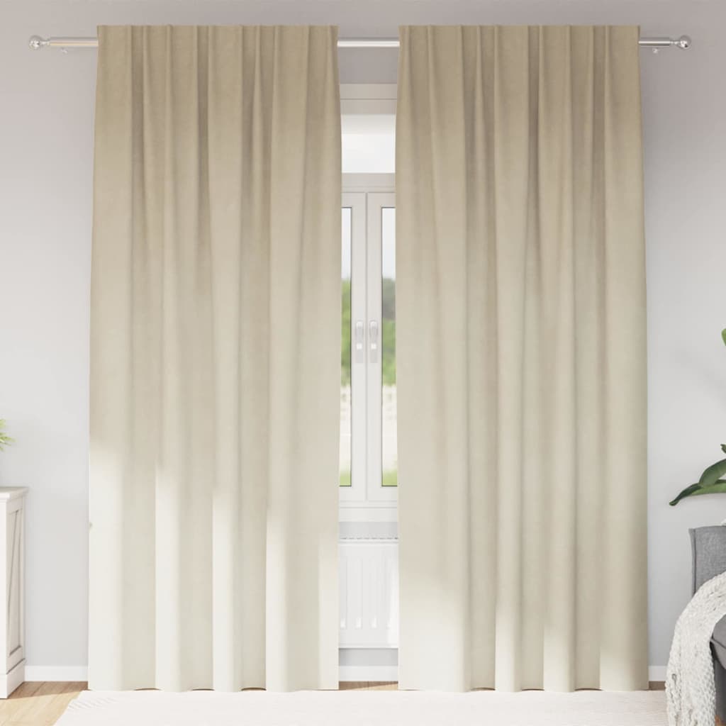 Zavjese za zamračivanje 2 pcs Krema 140 x 225 cm Baršun