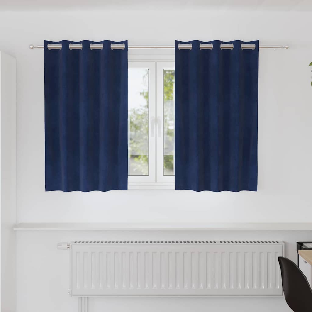 Zavjese za zamračivanje 2 pcs Tamno plava 140 x 140 cm Baršun