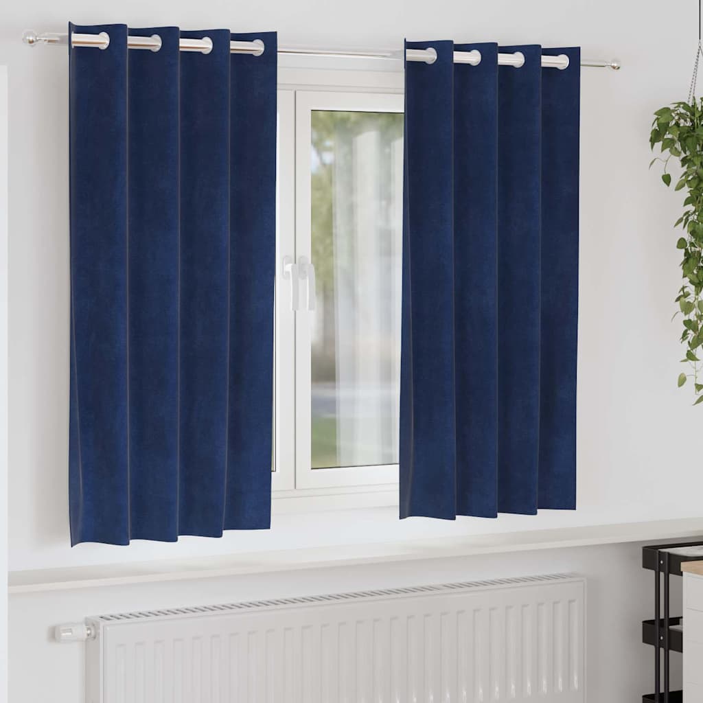 Zavjese za zamračivanje 2 pcs Tamno plava 140 x 175 cm Baršun