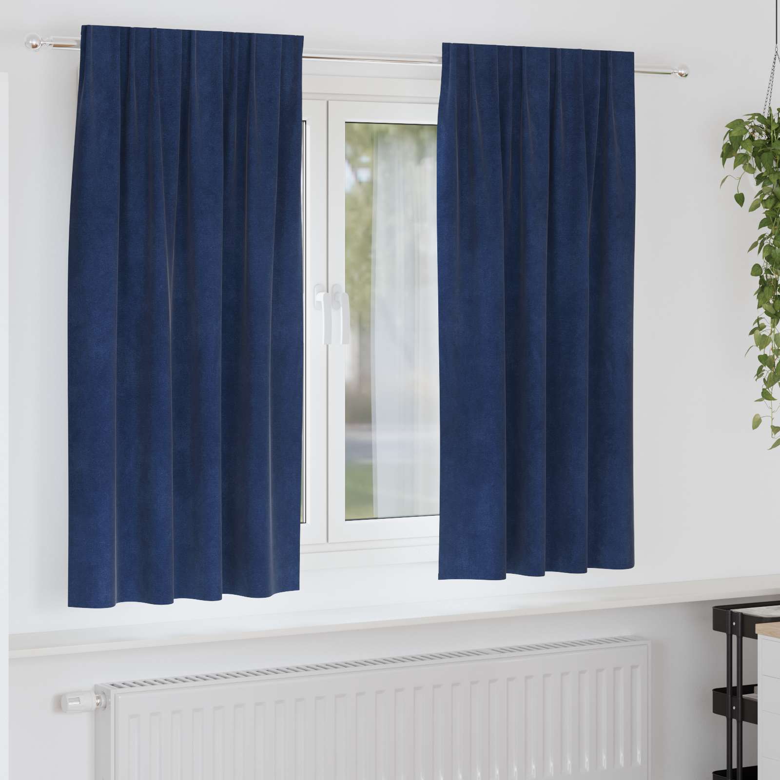 Zavjese za zamračivanje 2 pcs Tamno plava 140 x 175 cm Baršun