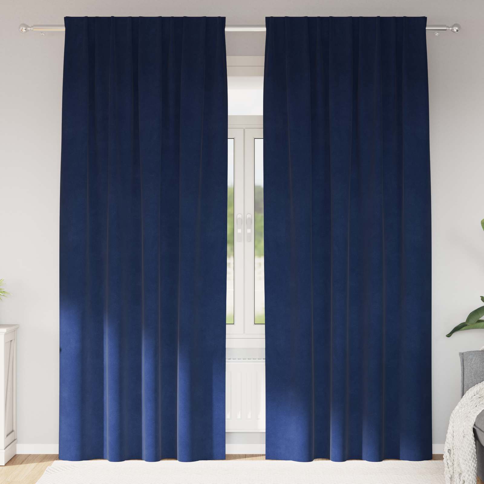 Zavjese za zamračivanje 2 pcs Tamno plava 140 x 260 cm Baršun