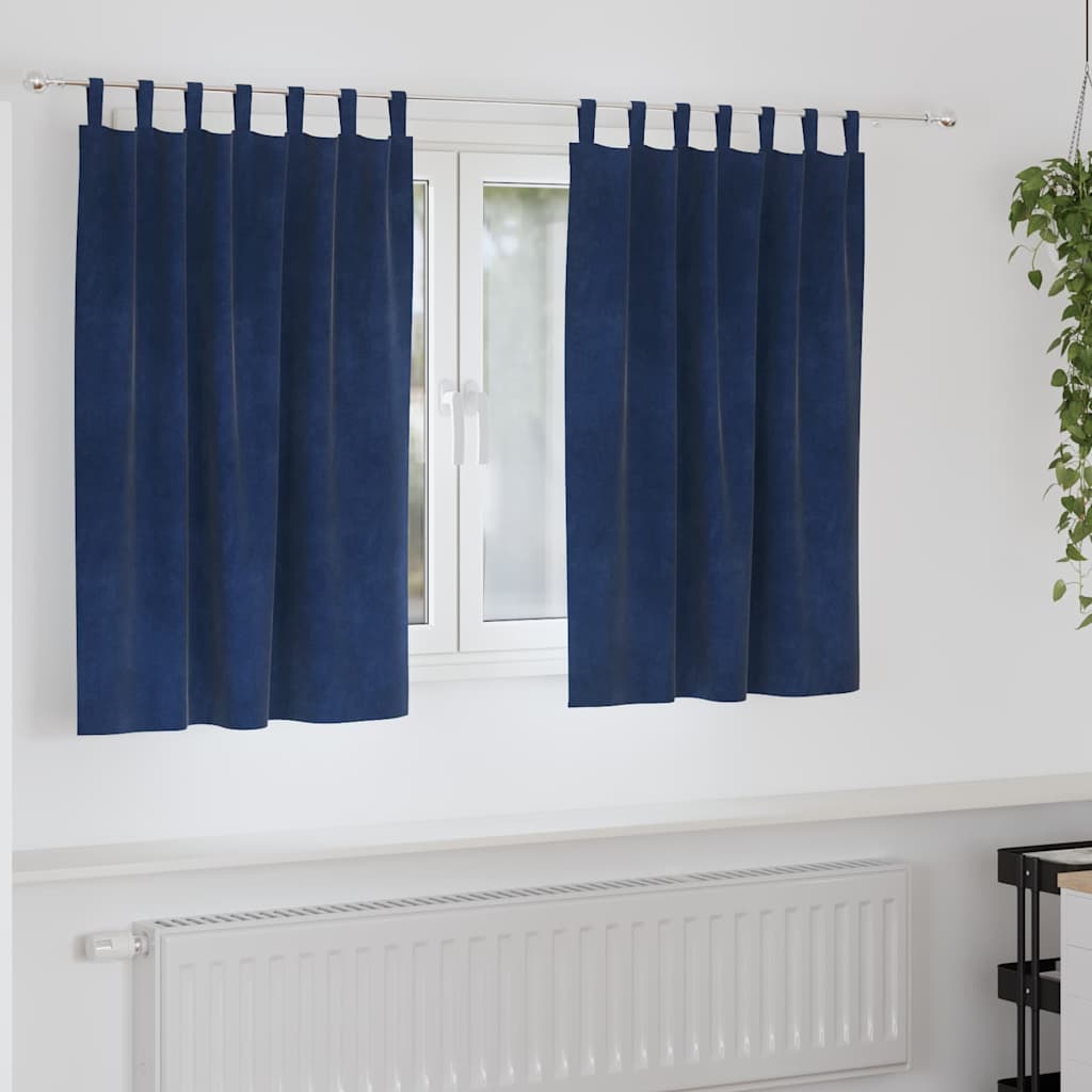 Zavjese za zamračivanje 2 pcs Tamno plava 140 x 140 cm Baršun