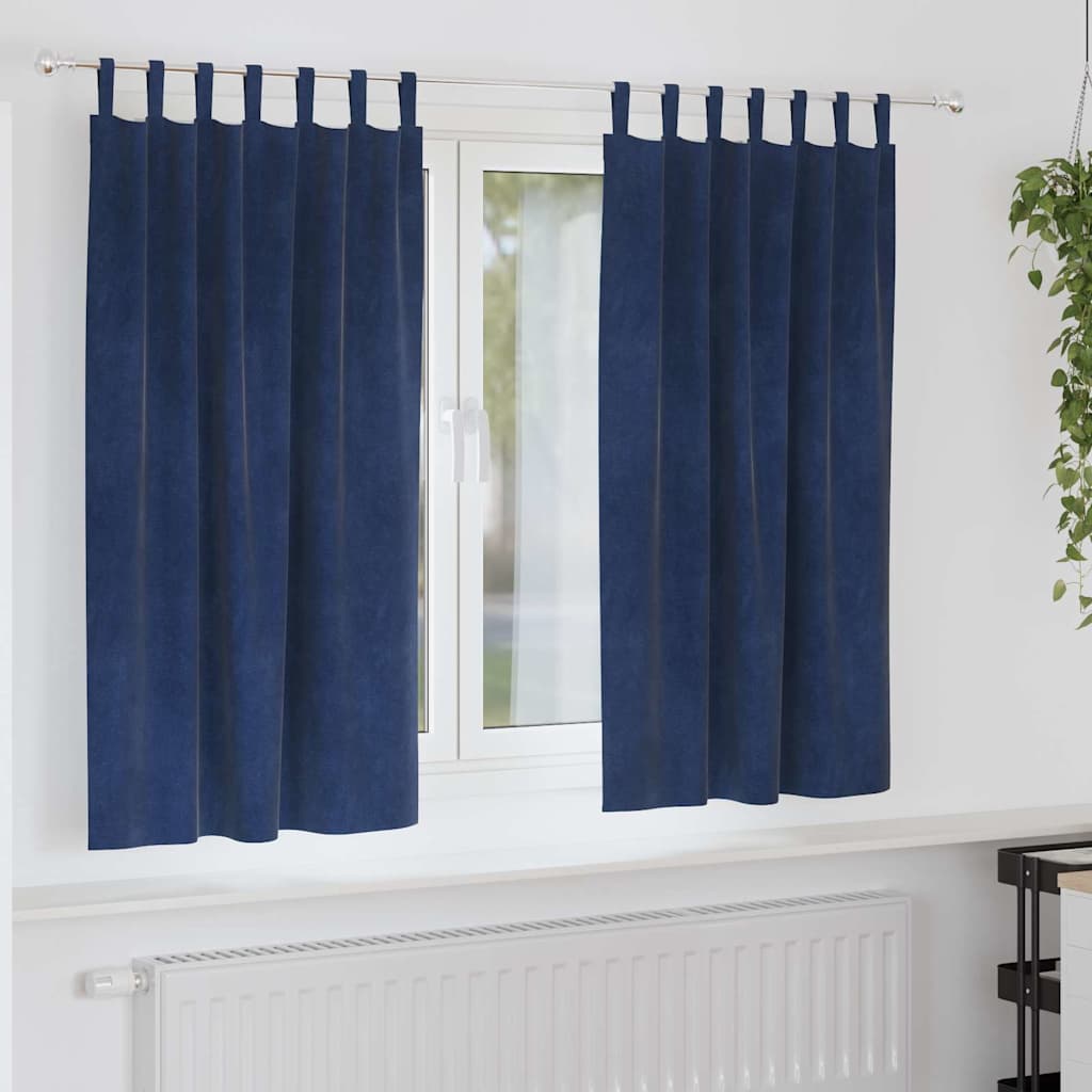 Zavjese za zamračivanje 2 pcs Tamno plava 140 x 175 cm Baršun