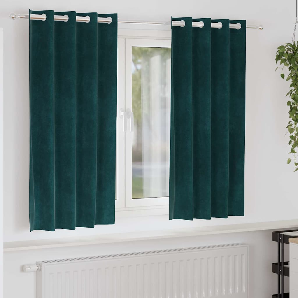 Zavjese za zamračivanje 2 pcs Tamnozelena 140 x 175 cm Baršun