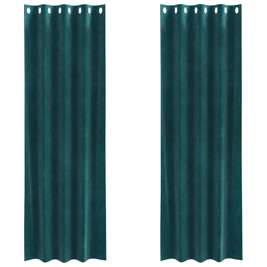 Zavjese za zamračivanje 2 pcs Tamnozelena 140 x 225 cm Baršun