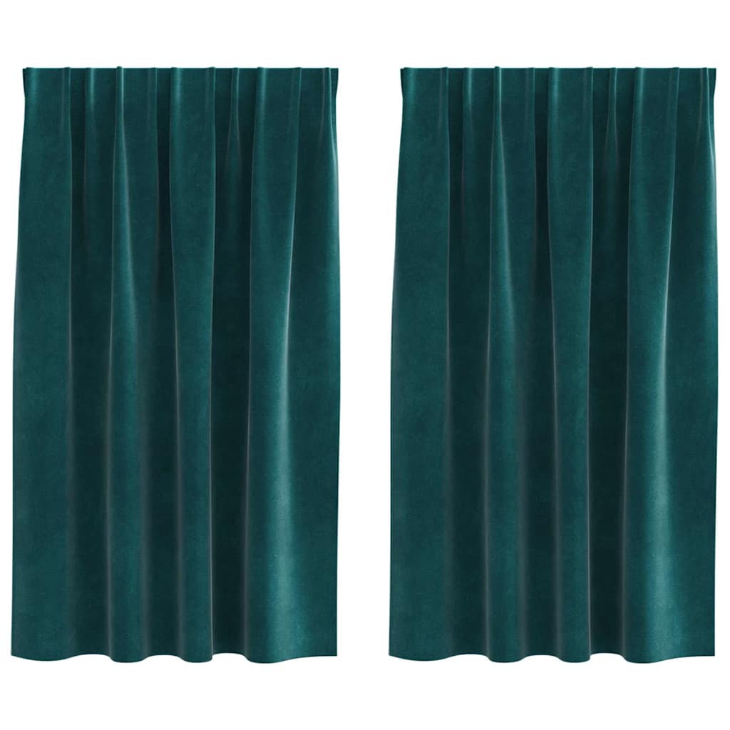Zavjese za zamračivanje 2 pcs Tamnozelena 140 x 140 cm Baršun