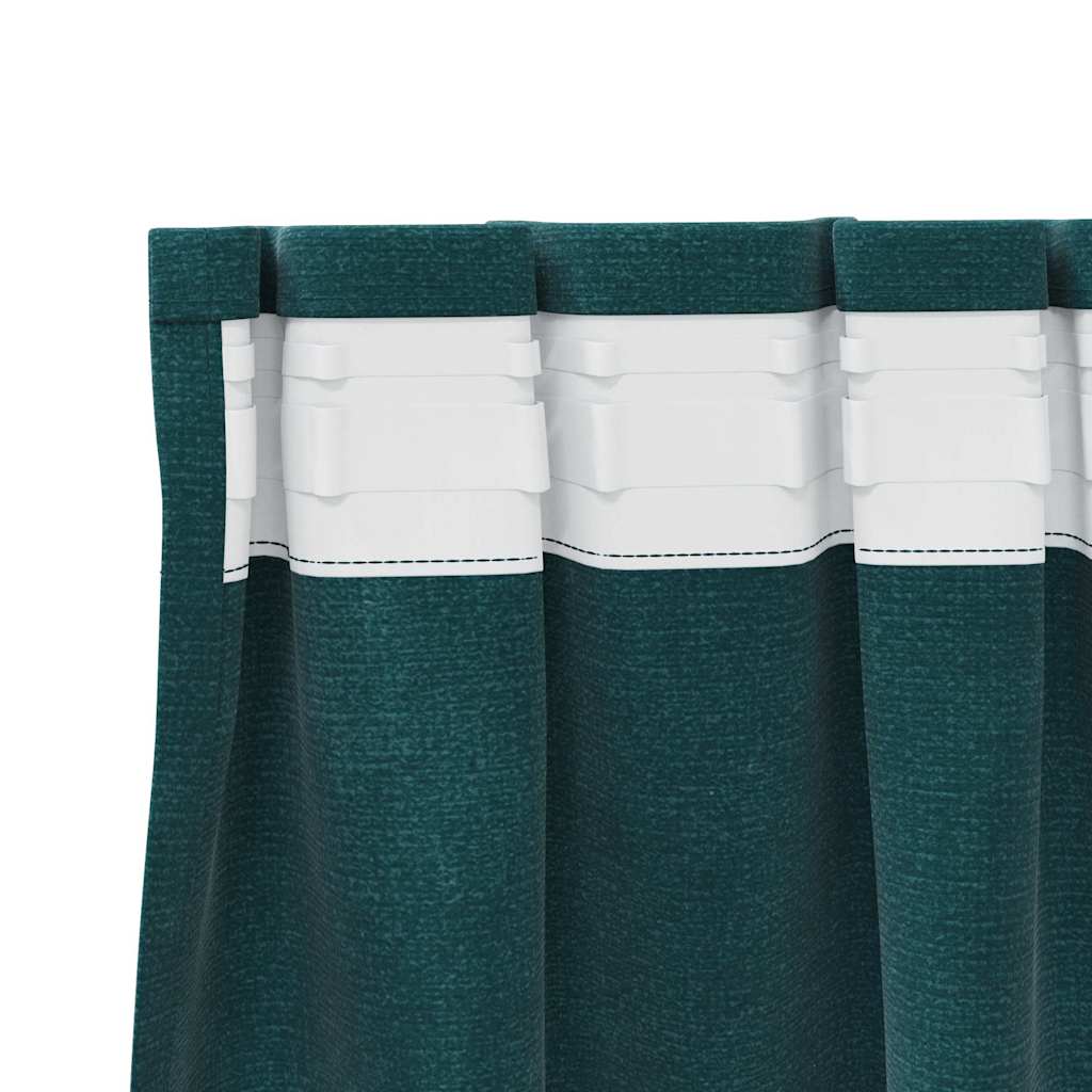 Zavjese za zamračivanje 2 pcs Tamnozelena 140 x 225 cm Baršun