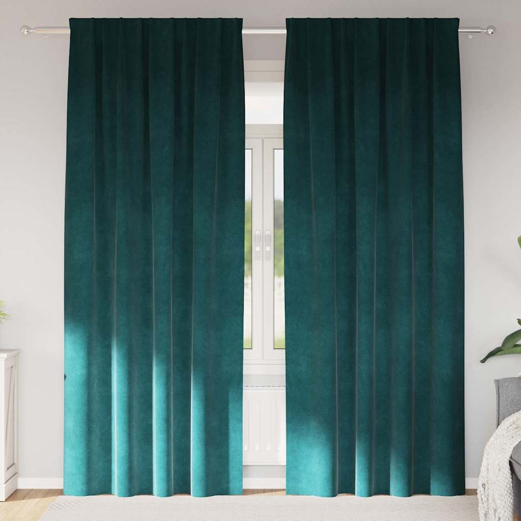 Zavjese za zamračivanje 2 pcs Tamnozelena 140 x 225 cm Baršun
