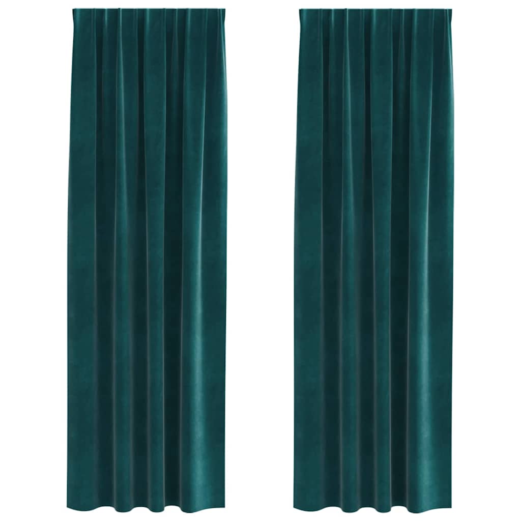 Zavjese za zamračivanje 2 pcs Tamnozelena 140 x 225 cm Baršun