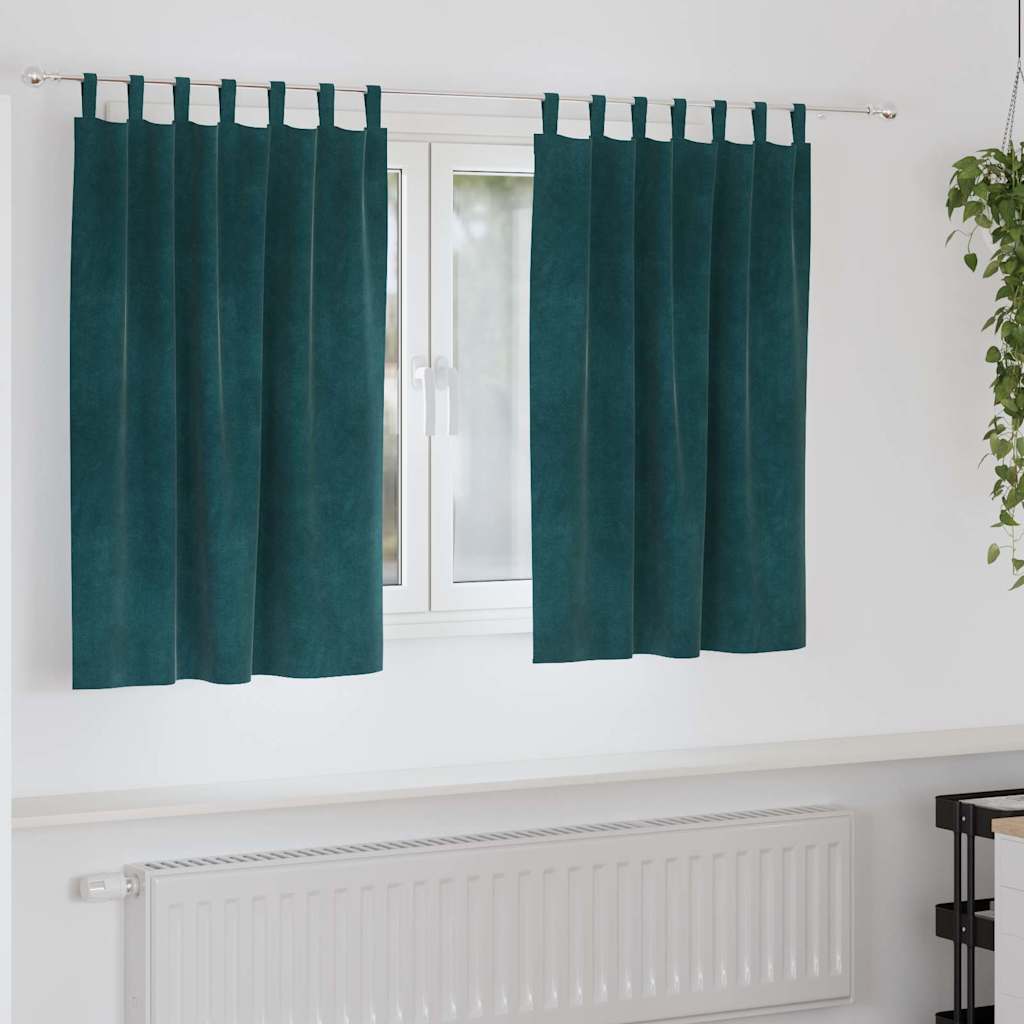 Zavjese za zamračivanje 2 pcs Tamnozelena 140 x 140 cm Baršun