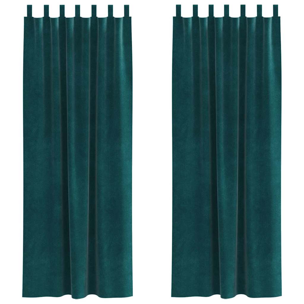 Zavjese za zamračivanje 2 pcs Tamnozelena 140 x 225 cm Baršun