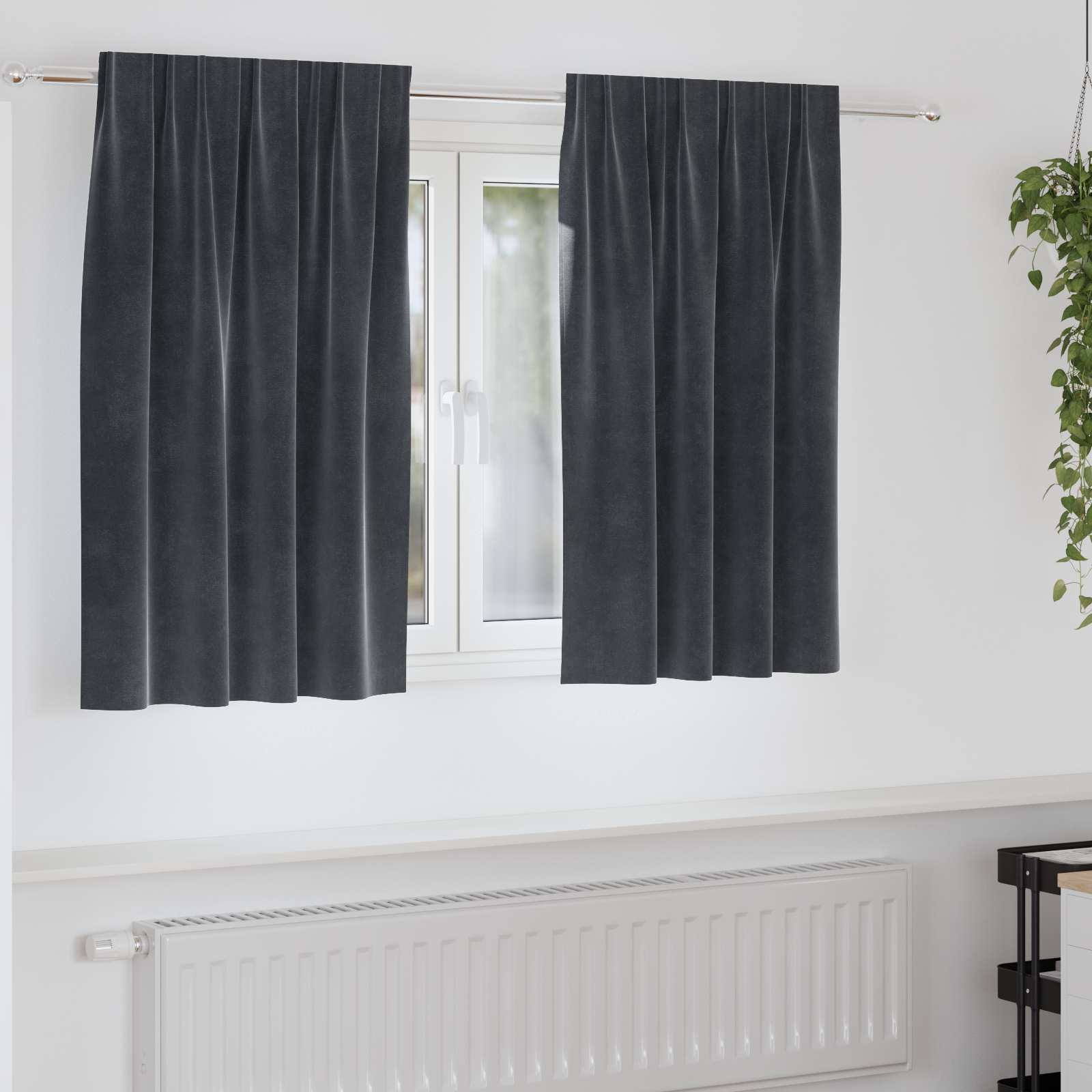 Zavjese za zamračivanje 2 pcs Tamno siva 140 x 140 cm Baršun