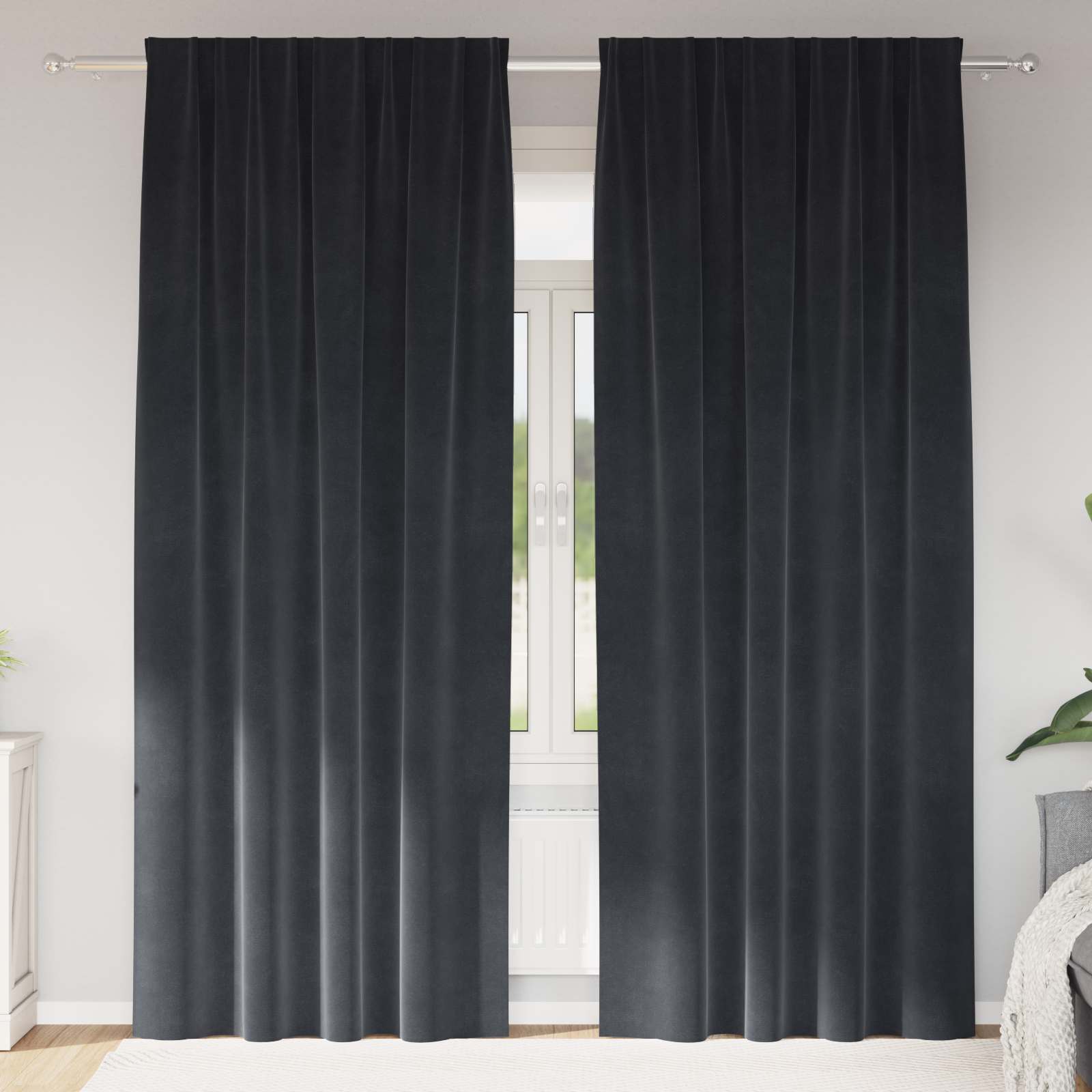 Zavjese za zamračivanje 2 pcs Tamno siva 140 x 225 cm Baršun