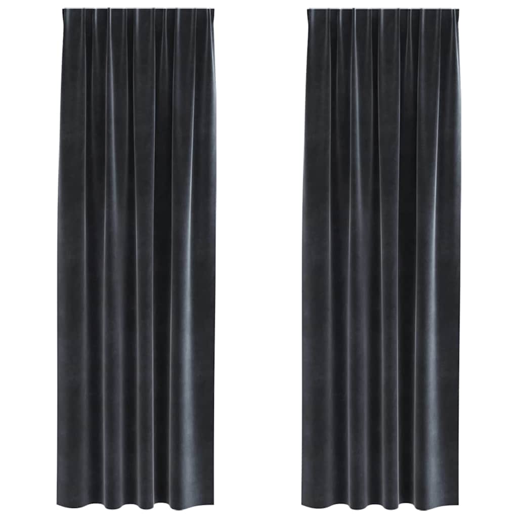 Zavjese za zamračivanje 2 pcs Tamno siva 140 x 245 cm Baršun