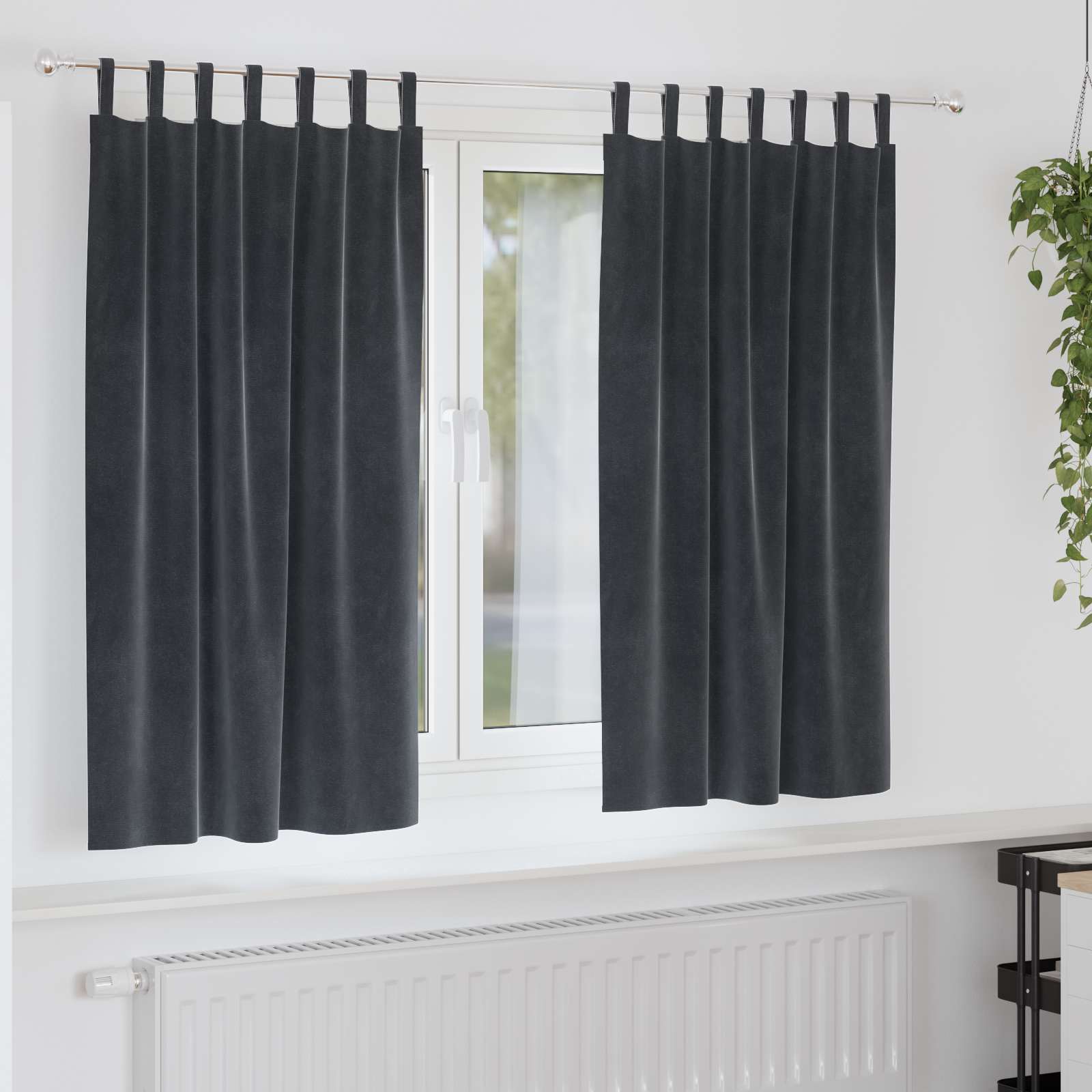 Zavjese za zamračivanje 2 pcs Tamno siva 140 x 175 cm Baršun
