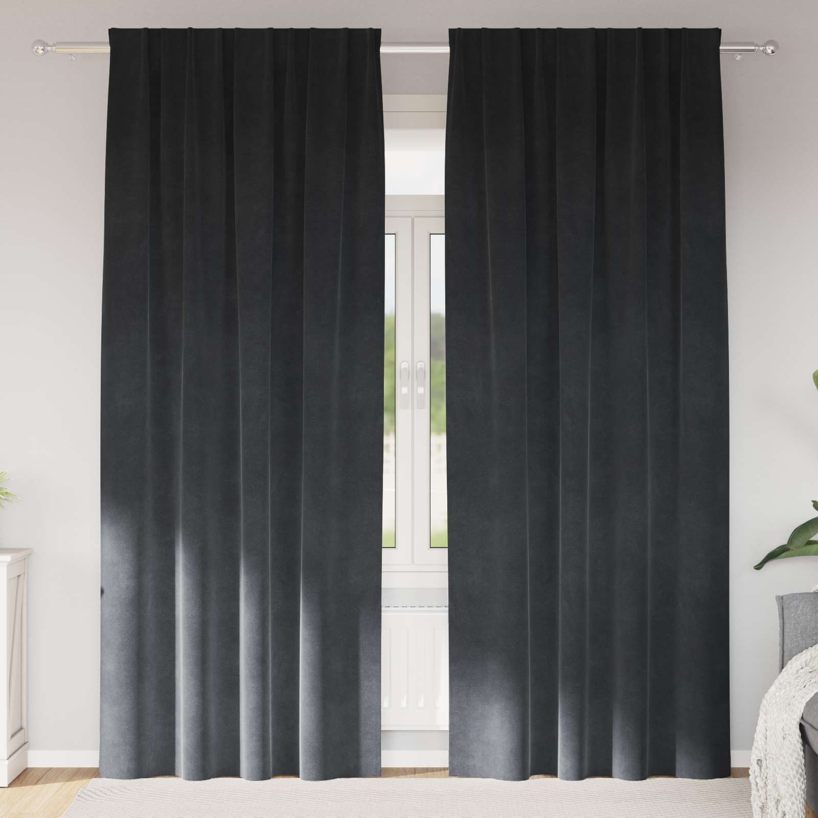 Zavjese za zamračivanje 2 pcs Svijetlo siva 140 x 225 cm Baršun