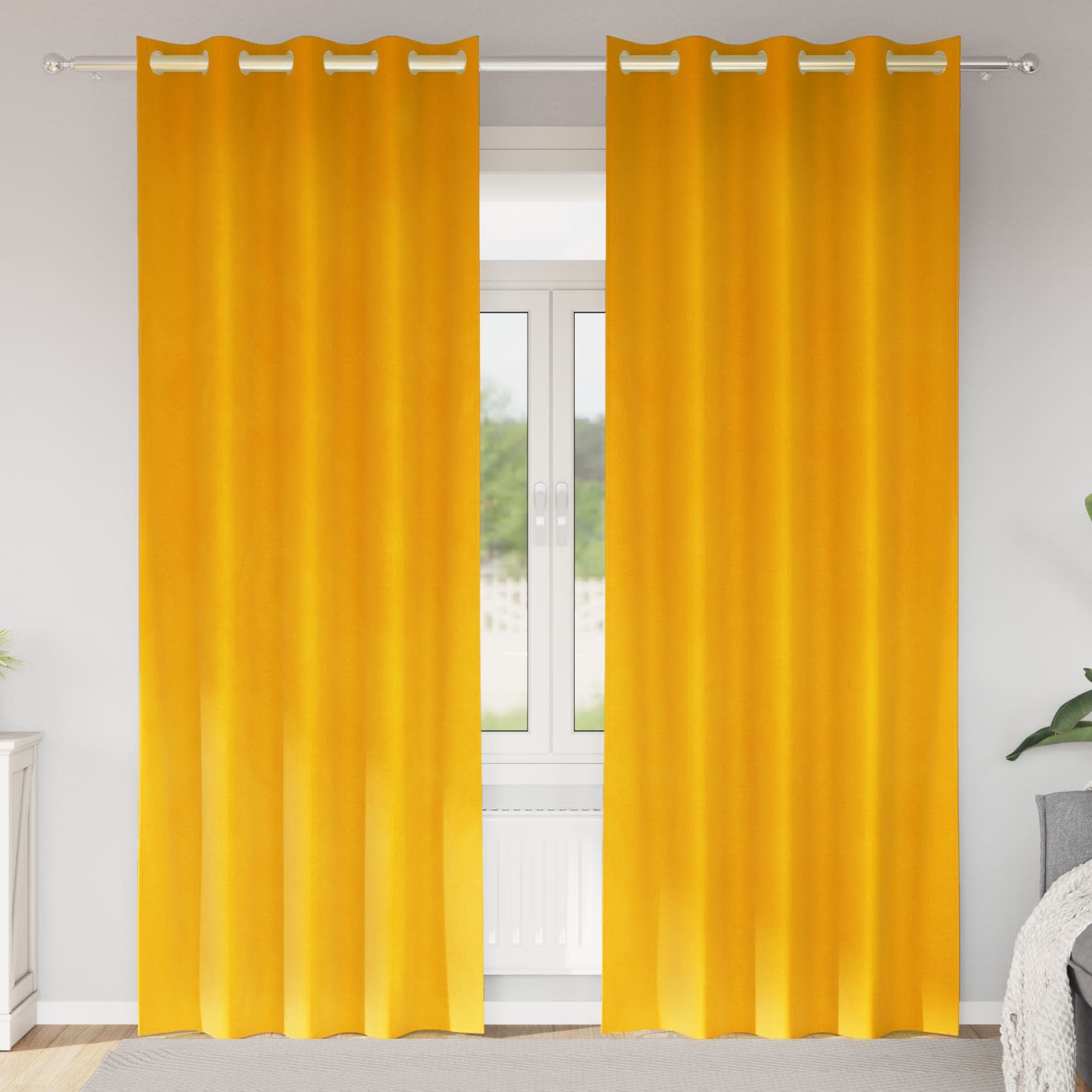 Zavjese za zamračivanje 2 pcs Žuta 140 x 260 cm Baršun