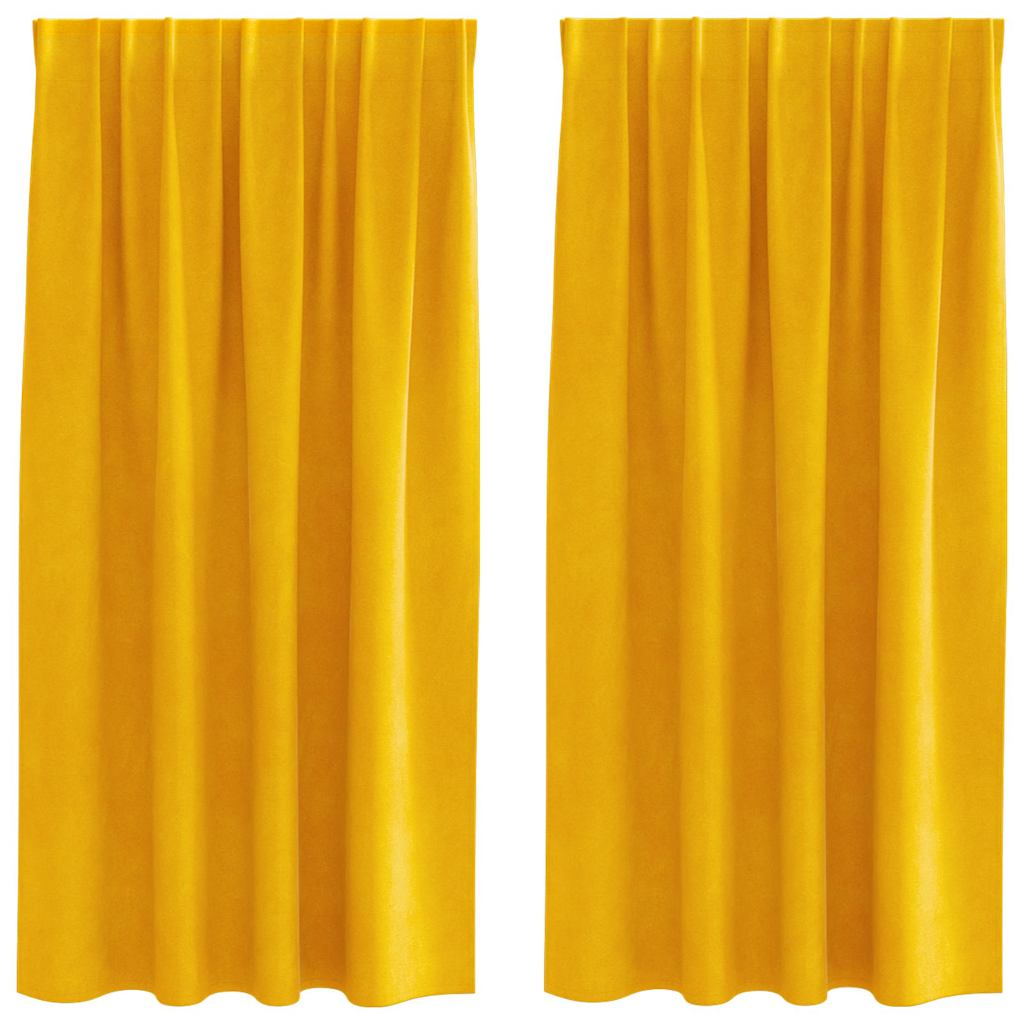 Zavjese za zamračivanje 2 pcs Žuta 140 x 175 cm Baršun
