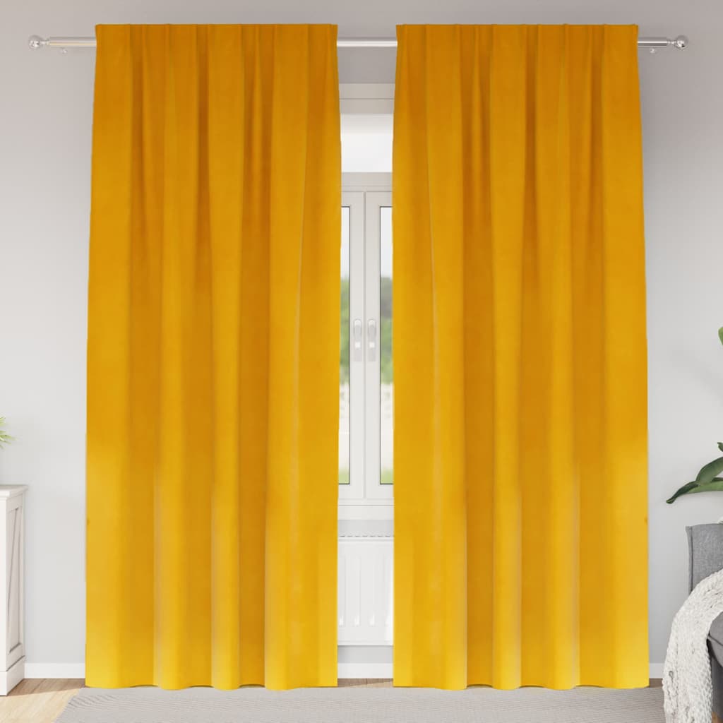 Zavjese za zamračivanje 2 pcs Žuta 140 x 245 cm Baršun
