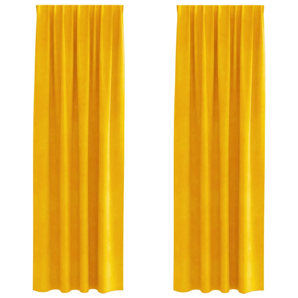 Zavjese za zamračivanje 2 pcs Žuta 140 x 245 cm Baršun