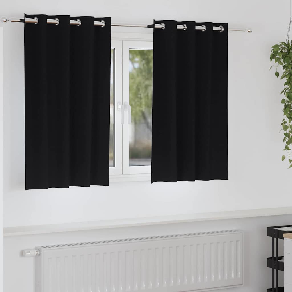 Zavjese za blackout s prstenovima 2 pcs Crna 140 x 140 cm
