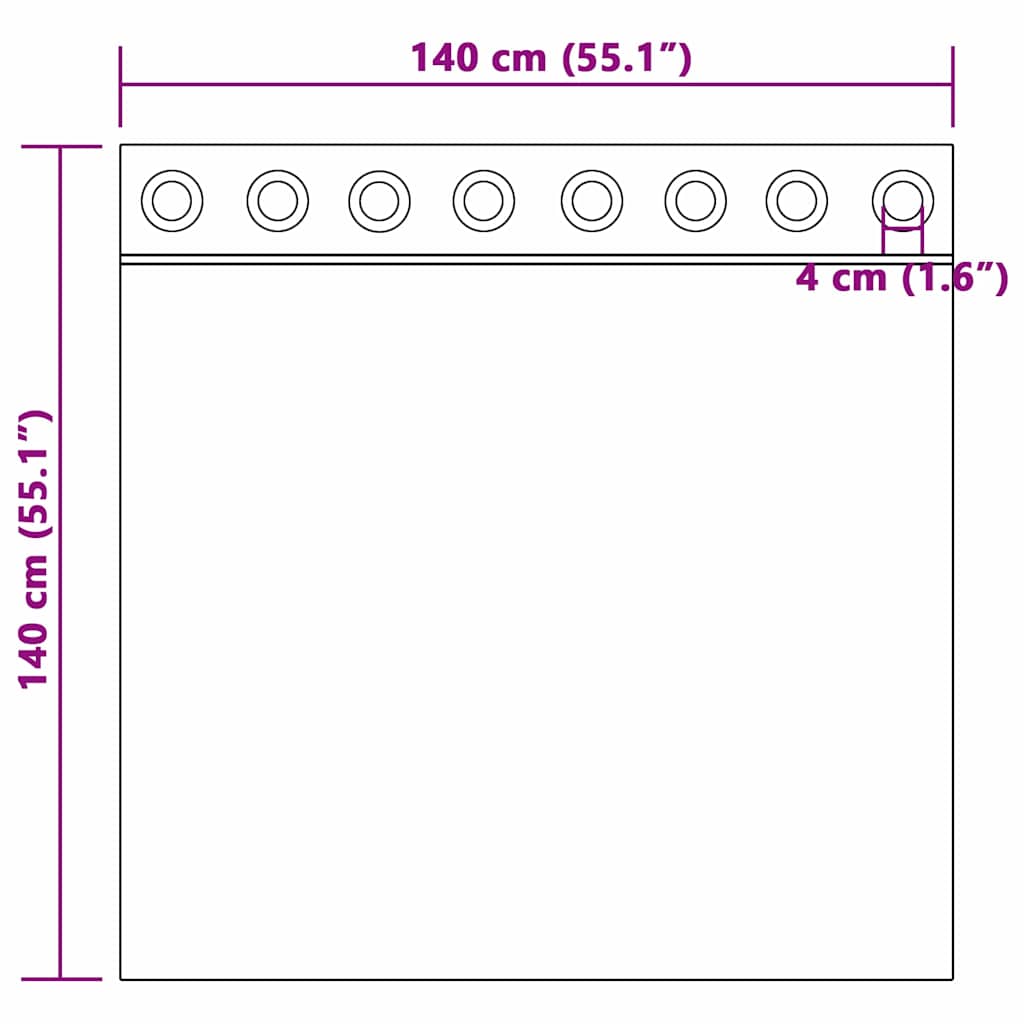 Zavjese za blackout s prstenovima 2 pcs Crna 140 x 140 cm