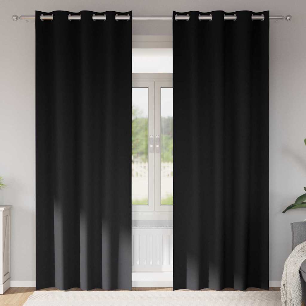 Zavjese za blackout s prstenovima 2 pcs Crna 225 x 140 cm