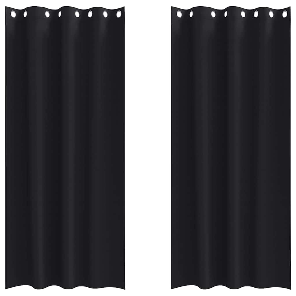 Zavjese za blackout s prstenovima 2 pcs Crna 225 x 140 cm