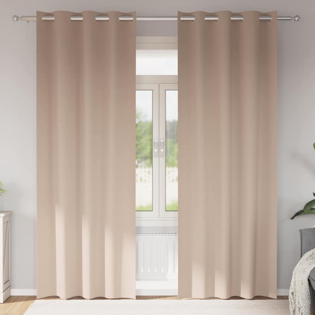 Zavjese za blackout s prstenovima 2 pcs Sivo-smeđa 260 x 140 cm