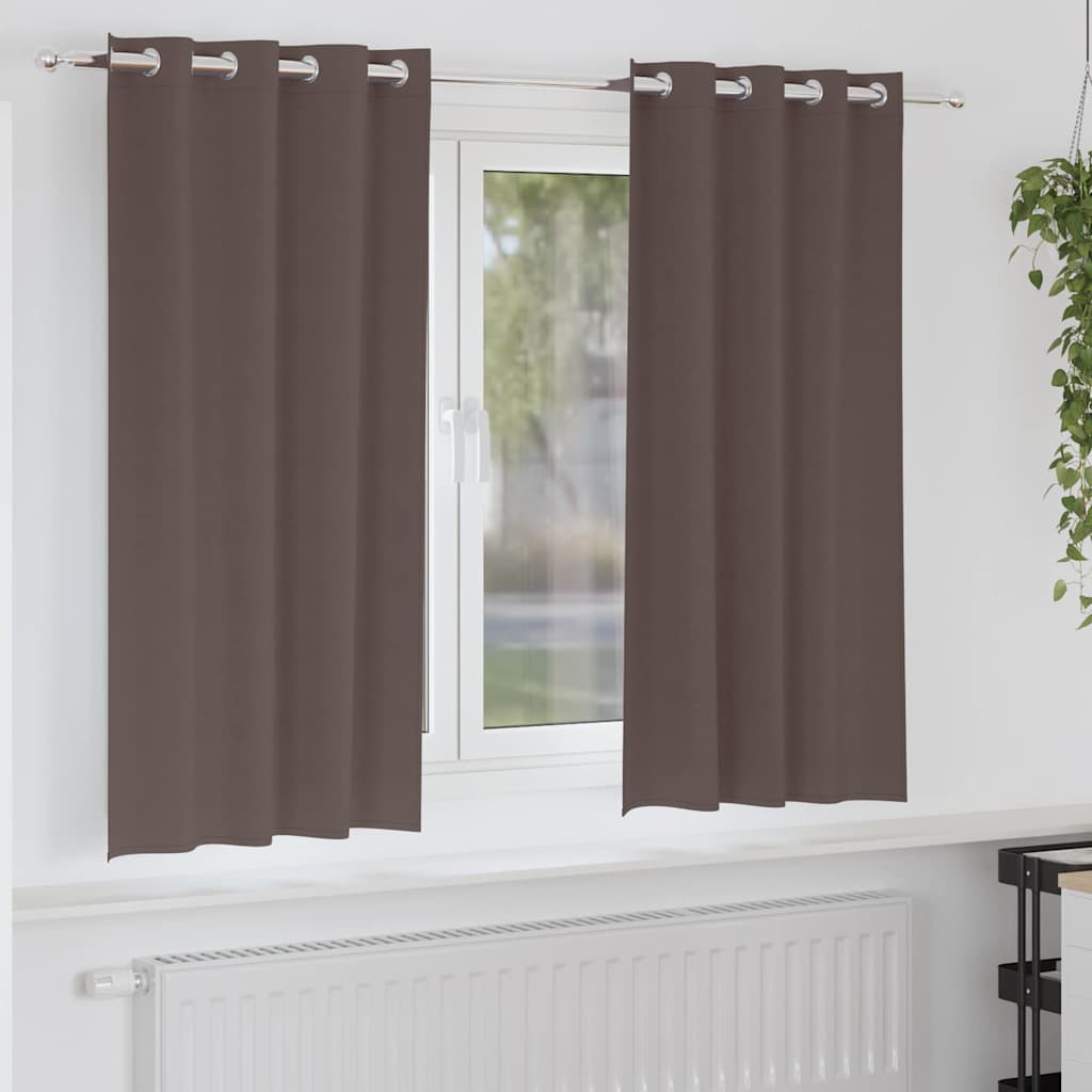 Zavjese za blackout s prstenovima 2 pcs Tamno smeđa